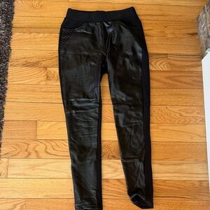 Faux Leather Panel Black Moto Leggings